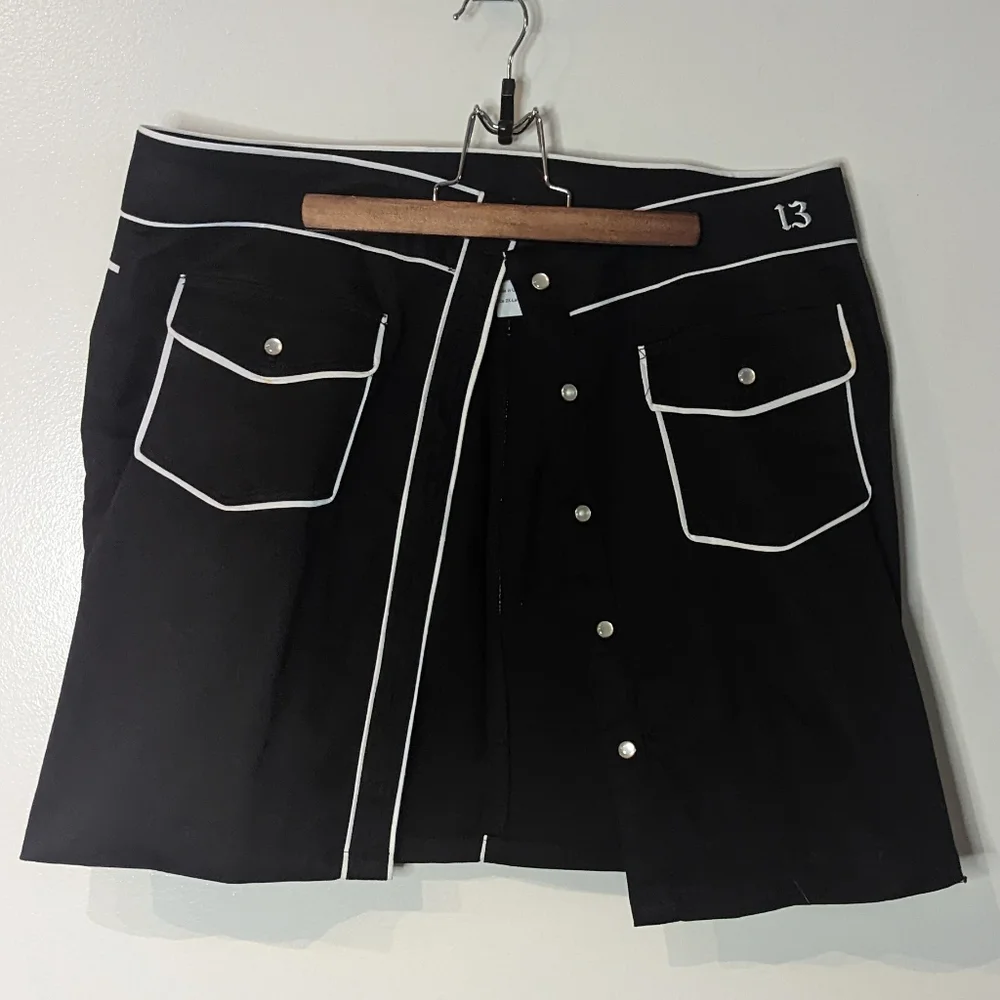 Lucky 13 Western Button Up Mini Skirt Black White pockets 2XL - Picture 8 of 12